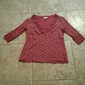 Cherries Butterflies Deep V Neck Sz L